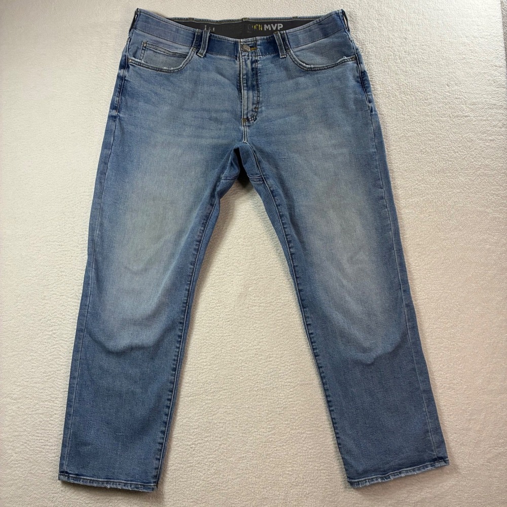 Lee Extreme Motion Jeans Men 36x29 Blue Fade Whiskered Stretch Tapered Denim MVP